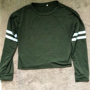 Army green long sleeved cropped shirt
